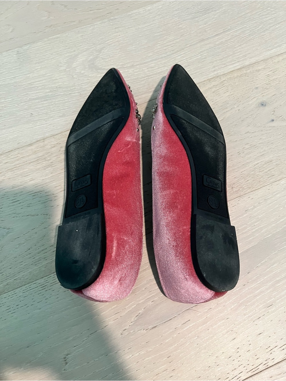 Circus by Sam Edelman Pink Velvet Jeweled Pointed-Toe Flats - Picture 9 of 13